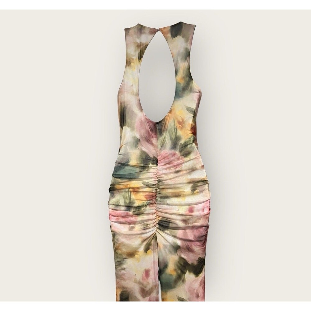 BLACK HALO Ruched Floral-print Cutout Gown In Petal Charm Sz XS - Picture 6 of 14